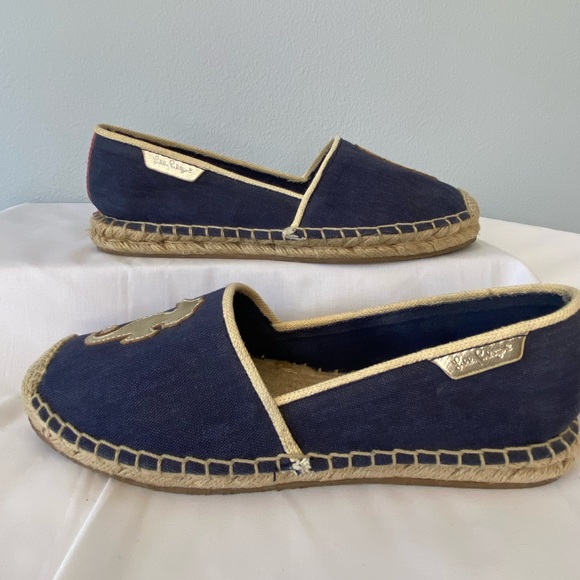 Lilly Pulitzer Lia Espadrilles in true Navy with gold sea horse  size 7 - Picture 9 of 13